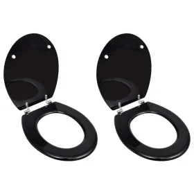 Asiento de inodoro con tapas 2 uds MDF negro de vidaXL, Asientos de inodoros y bidés - Ref: Foro24-275908, Precio: 71,60 €, D...