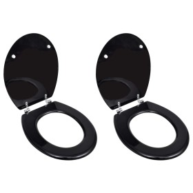 Toilettensitz mit Deckel 2 Stück MDF schwarz von vidaXL, Toiletten- und Bidetsitze - Ref: Foro24-275908, Preis: 63,84 €, Raba...