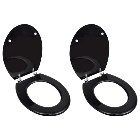 Asiento de inodoro con tapas 2 uds MDF negro de vidaXL, Asientos de inodoros y bidés - Ref: Foro24-275908, Precio: 71,60 €, D...