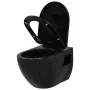 Wandtoilette mit verstecktem Spülkasten aus schwarzer Keramik von vidaXL, Badezimmer - Ref: Foro24-275792, Preis: 345,95 €, R...