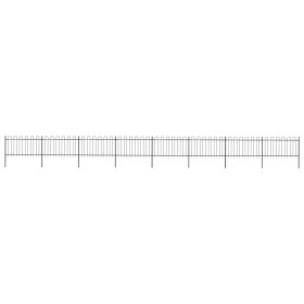 Gartenzaun mit schwarzen Stahlringspitzen 13,6 x 1 m von vidaXL, Zaunpaneele - Ref: Foro24-277663, Preis: 481,25 €, Rabatt: %