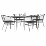 Juego de comedor jardín 5 piezas cojines ratán sintético negro