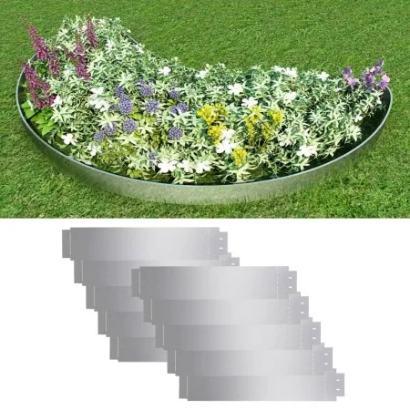 Set of 10 pieces of galvanized steel lawn fences 100x20cm by vidaXL, Garden edging and edging - Ref: Foro24-274902, Price: 60...