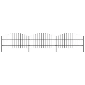 Garden fence with black steel spearheads (0.75-1)x5.1 m by vidaXL, fence panels - Ref: Foro24-277714, Price: 158,57 €, Discou...