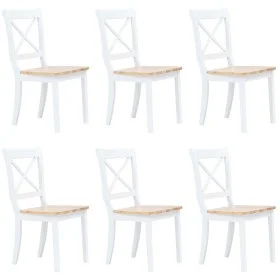 Dining chairs 6 pcs solid white rubber wood and wood by vidaXL, dining chairs - Ref: Foro24-277544, Price: 442,92 €, Discount: %