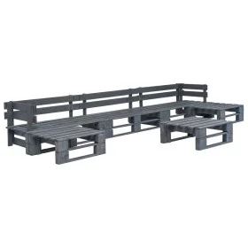 6-teiliges Gartenmöbelset aus grauer Holzpalette von vidaXL, Gartensets - Ref: Foro24-276320, Preis: 339,19 €, Rabatt: %