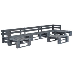 Set de muebles de palets para jardín 6 piezas madera gris de vidaXL, Conjuntos de jardín - Ref: Foro24-276320, Precio: 338,47...