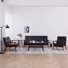 3-Piece Black Faux Leather Sofa Set by vidaXL, Sofas - Ref: Foro24-278398, Price: 515,97 €, Discount: %