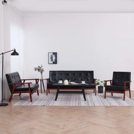 3-Piece Black Faux Leather Sofa Set by vidaXL, Sofas - Ref: Foro24-278398, Price: 515,97 €, Discount: %