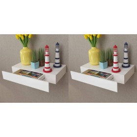 Schwebende Wandregale mit Schubladen 2 Stück weiß 48 cm von vidaXL, Regale und Regale - Ref: Foro24-276001, Preis: 76,46 €, R...