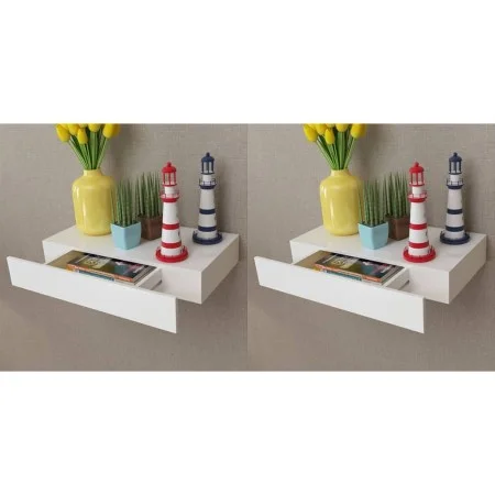Floating wall shelves with drawers 2 pcs white 48 cm by vidaXL, Shelves and shelves - Ref: Foro24-276001, Price: 80,67 €, Dis...