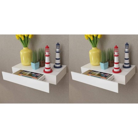 Schwebende Wandregale mit Schubladen 2 Stück weiß 48 cm von vidaXL, Regale und Regale - Ref: Foro24-276001, Preis: 76,46 €, R...