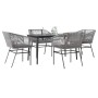 Juego comedor jardín 5 pzas cojines ratán sintético vidrio gris