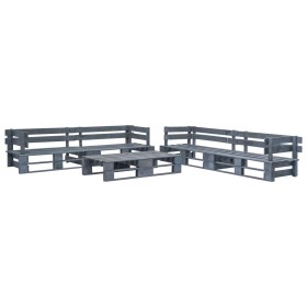 Set de muebles de palets para jardín 6 piezas madera gris de vidaXL, Conjuntos de jardín - Ref: Foro24-276322, Precio: 450,46...