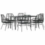 Juego de comedor jardín 7 piezas ratán sintético negro