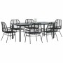 Juego de comedor jardín 7 piezas ratán sintético negro