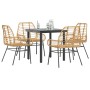 Juego de comedor jardín 5 piezas ratán sintético marrón