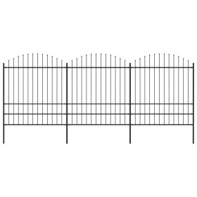 Gartenzaun mit Speerspitzen aus schwarzem Stahl (1,75-2) x 5,1 m von vidaXL, Zaunpaneele - Ref: Foro24-277750, Preis: 284,53 ...