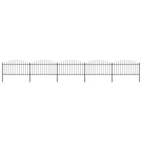 Gartenzaun mit Speerspitzen aus schwarzem Stahl (1,25–1,5) x 8,5 m von vidaXL, Zaunpaneele - Ref: Foro24-277734, Preis: 335,8...