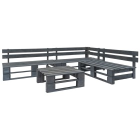 4-piece gray wood pallet garden furniture set by vidaXL, Garden sets - Ref: Foro24-276314, Price: 261,15 €, Discount: %