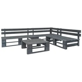 4-piece gray wood pallet garden furniture set by vidaXL, Garden sets - Ref: Foro24-276314, Price: 252,21 €, Discount: %