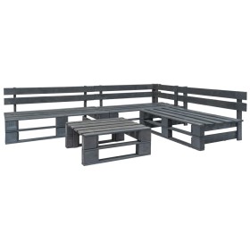 Set de muebles de palets para jardín 4 piezas madera gris