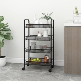 Carrito de cocina 4 niveles hierro negro 46x26x85 cm de vidaXL, Carros de cocina y comedor - Ref: Foro24-336325, Precio: 49,1...