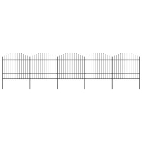 Garden fence with black steel spearheads (1.5-1.75)x8.5m by vidaXL, fence panels - Ref: Foro24-277743, Price: 414,23 €, Disco...