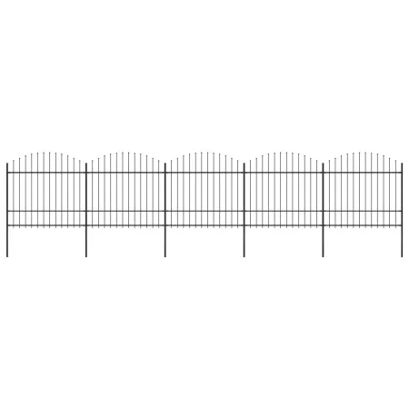 Garden fence with black steel spearheads (1.5-1.75)x8.5m by vidaXL, fence panels - Ref: Foro24-277743, Price: 405,02 €, Disco...