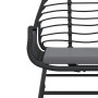 Set de comedor jardín 9 piezas cojines ratán polivinílico negro