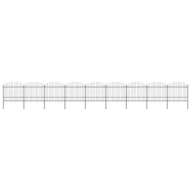 Gartenzaun mit Speerspitze aus schwarzem Stahl (1,5–1,75) x 15,3 m von vidaXL, Zaunpaneele - Ref: Foro24-277747, Preis: 725,8...
