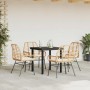 Juego de comedor jardín 5 piezas cojines ratán sintético marrón