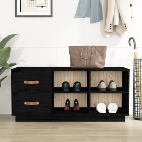 Shoe bench solid black pine wood 100x34x45 cm by vidaXL, Shoe racks and shoe organizers - Ref: Foro24-820181, Price: 100,70 €...