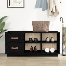 Shoe bench solid black pine wood 100x34x45 cm by vidaXL, Shoe racks and shoe organizers - Ref: Foro24-820181, Price: 99,06 €,...