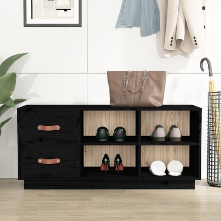 Shoe bench solid black pine wood 100x34x45 cm by vidaXL, Shoe racks and shoe organizers - Ref: Foro24-820181, Price: 100,65 €...