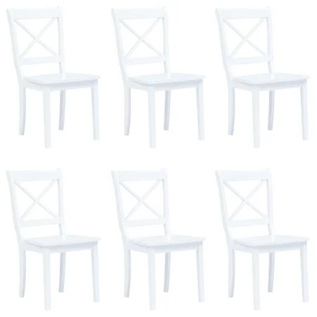 Sillas de comedor 6 unidades madera maciza de caucho blanco de vidaXL, Sillas de comedor - Ref: Foro24-277543, Precio: 386,38...