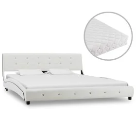 Bed with white synthetic leather mattress 160x200 cm by vidaXL, Beds and slatted bases - Ref: Foro24-277572, Price: 487,06 €,...