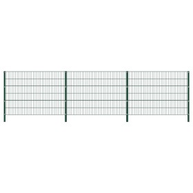 Panel de valla con postes de hierro verde 5,1x1,2 m