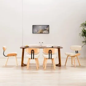 Dining chairs 6 pcs curved wood and cream synthetic leather by vidaXL, dining chairs - Ref: Foro24-278721, Price: 771,46 €, D...
