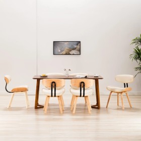 Esszimmerstühle, 6 Stück, gebogenes Holz und cremefarbenes Kunstleder von vidaXL, Essstühle - Ref: Foro24-278721, Preis: 802,...