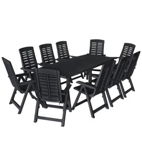 Garten-Essset 11-teilig aus anthrazitgrauem Kunststoff von vidaXL, Gartensets - Ref: Foro24-276182, Preis: 828,23 €, Rabatt: %