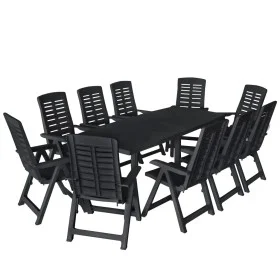 Garten-Essset 11-teilig aus anthrazitgrauem Kunststoff von vidaXL, Gartensets - Ref: Foro24-276182, Preis: 906,65 €, Rabatt: %