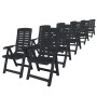 Conjunto de comedor de jardín 11 piezas plástico gris antracita