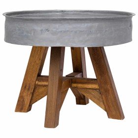 Mesa de centro de madera reciclada mixta plateado 60x45 cm