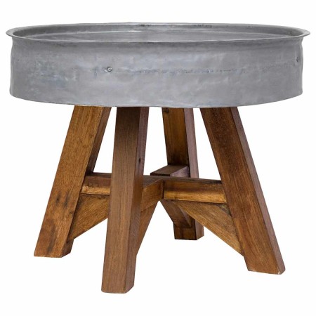Mesa de centro de madera reciclada mixta plateado 60x45 cm