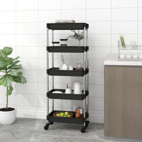 Kitchen cart 5 levels iron and black ABS 42x29x128 cm by vidaXL, Kitchen and dining carts - Ref: Foro24-336331, Price: 53,45 ...