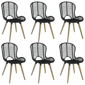 Sillas de comedor 6 unidades de ratán natural negro de vidaXL, Sillas de comedor - Ref: Foro24-275838, Precio: 513,43 €, Desc...
