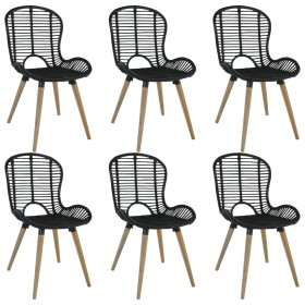 Sillas de comedor 6 unidades de ratán natural negro de vidaXL, Sillas de comedor - Ref: Foro24-275838, Precio: 497,00 €, Desc...