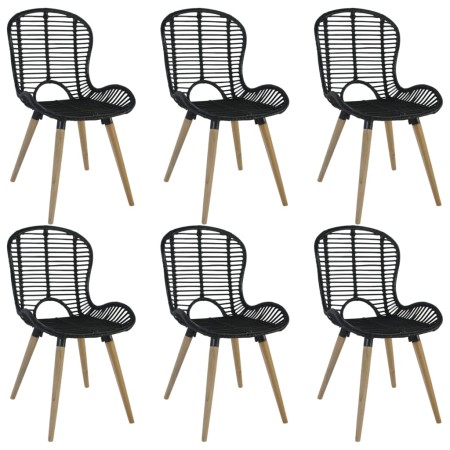 Dining chairs 6 units of black natural rattan by vidaXL, dining chairs - Ref: Foro24-275838, Price: 496,84 €, Discount: %