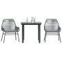 Juego comedor jardín 3 pzas cojines ratán sintético vidrio gris